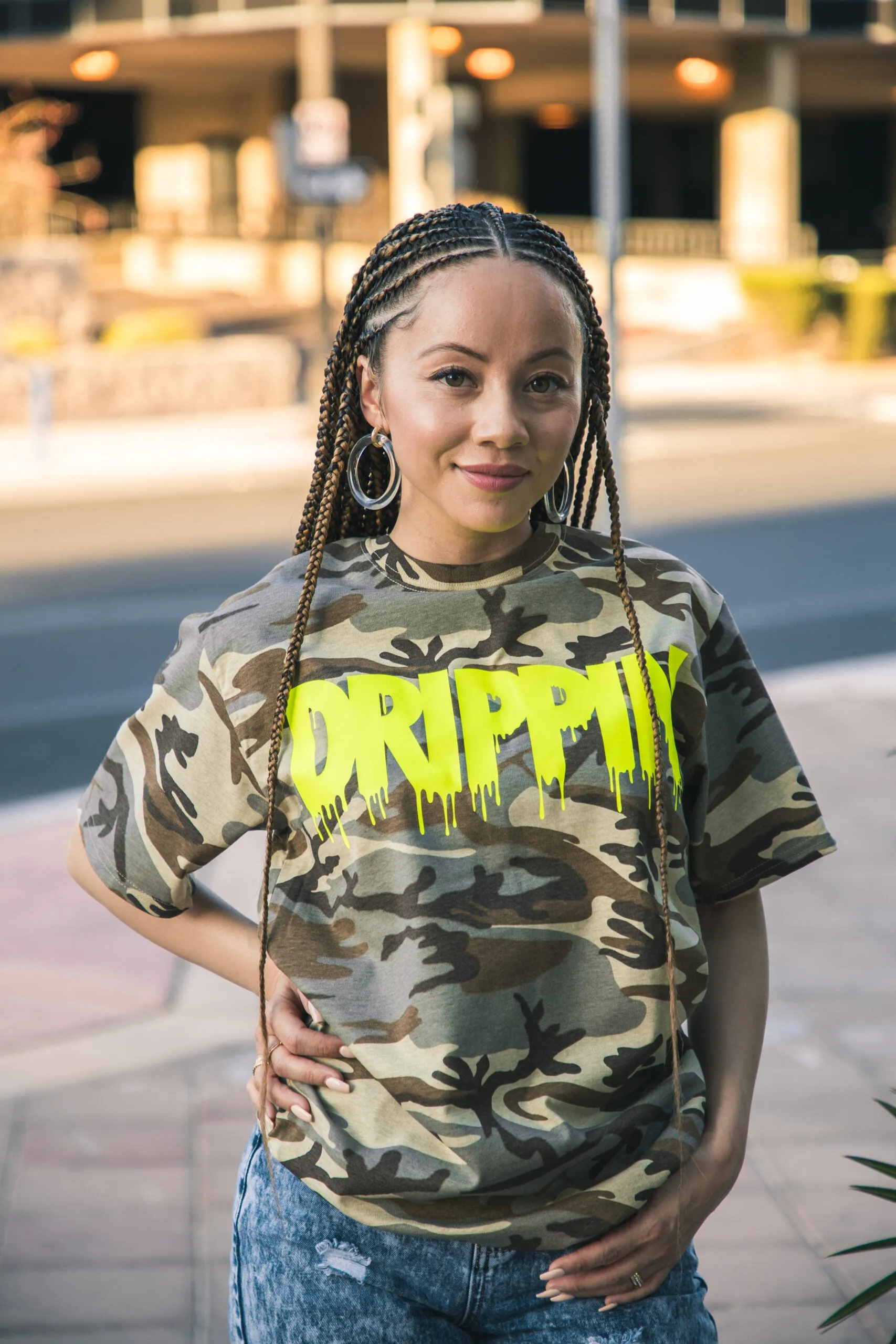 Neon Yellow Drippin | Desert Camo Tee