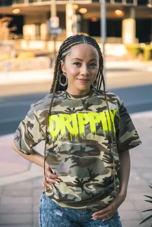 Neon Yellow Drippin | Desert Camo Tee