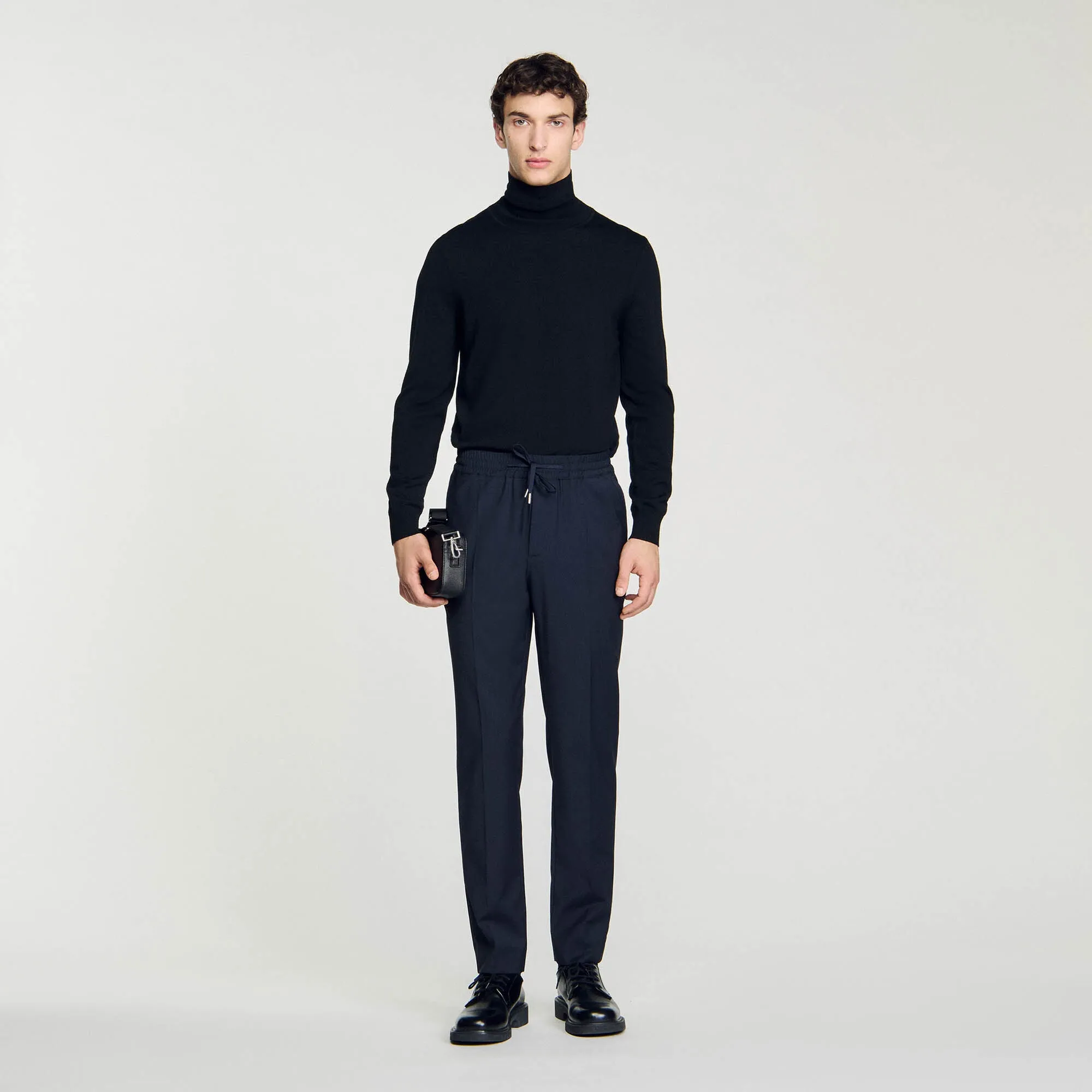 New Alpha Elasticated Straight-Leg Pants Navy Blue
