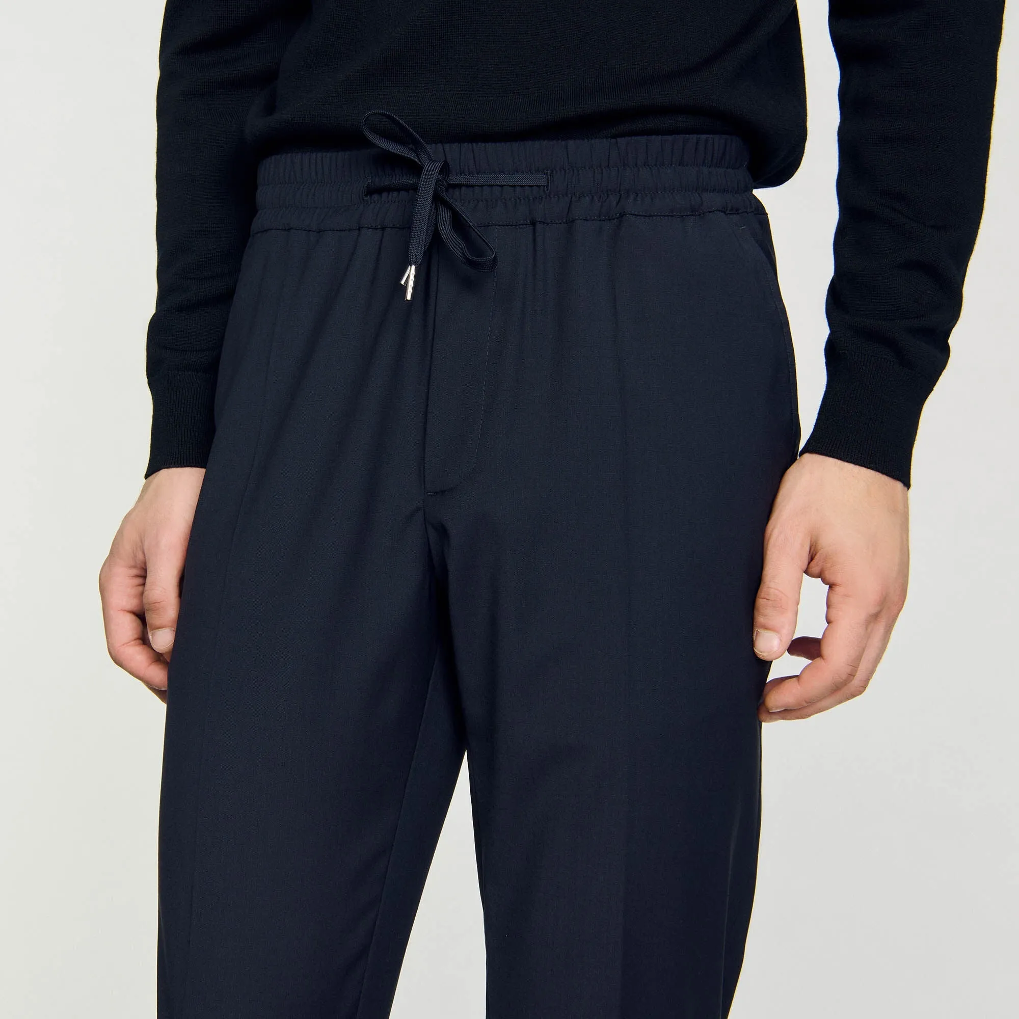 New Alpha Elasticated Straight-Leg Pants Navy Blue