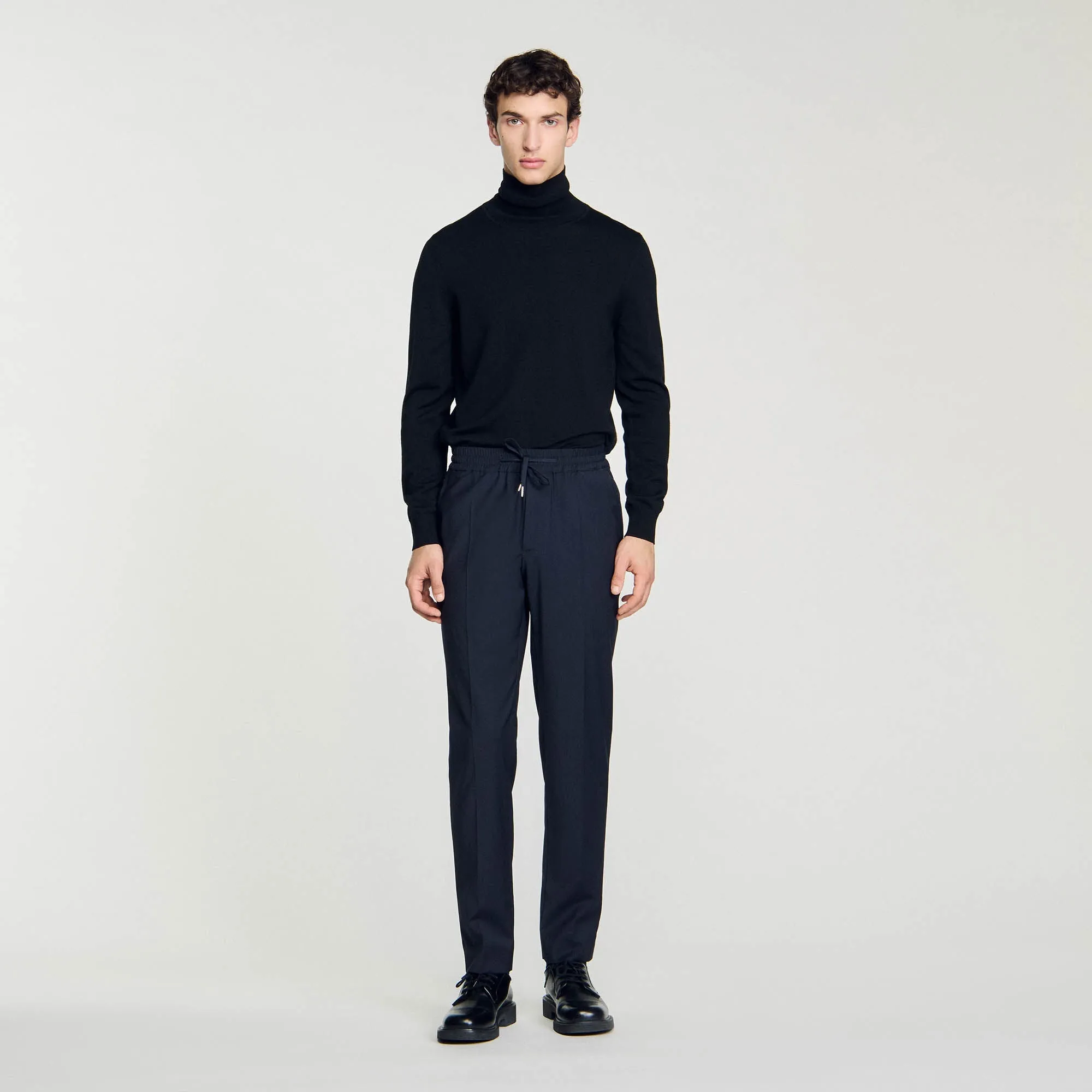 New Alpha Elasticated Straight-Leg Pants Navy Blue