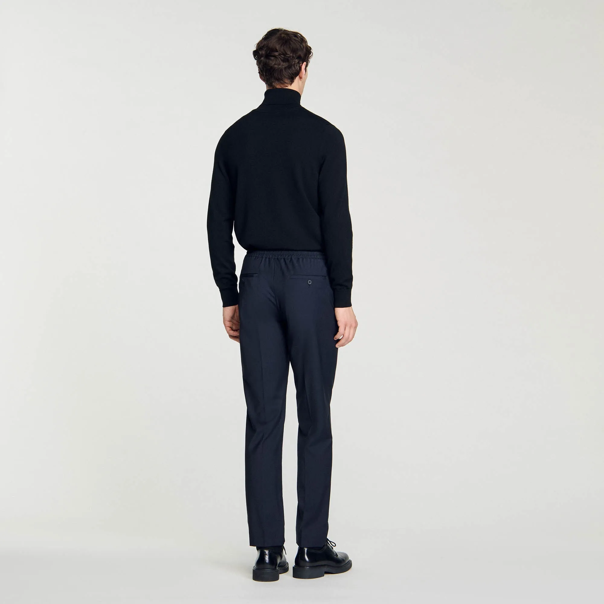 New Alpha Elasticated Straight-Leg Pants Navy Blue
