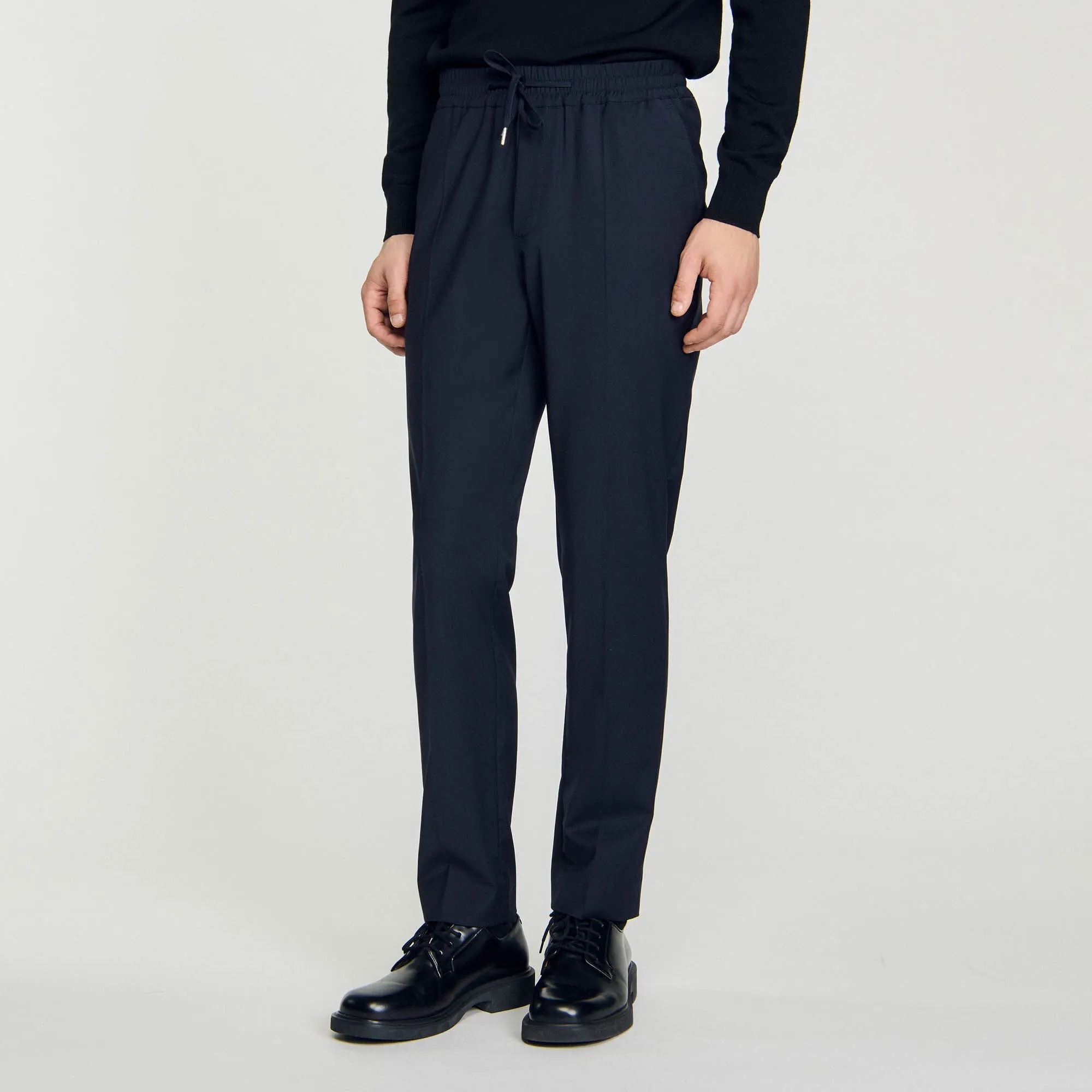 New Alpha Elasticated Straight-Leg Pants Navy Blue