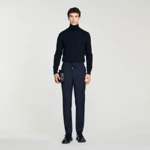 New Alpha Elasticated Straight-Leg Pants Navy Blue