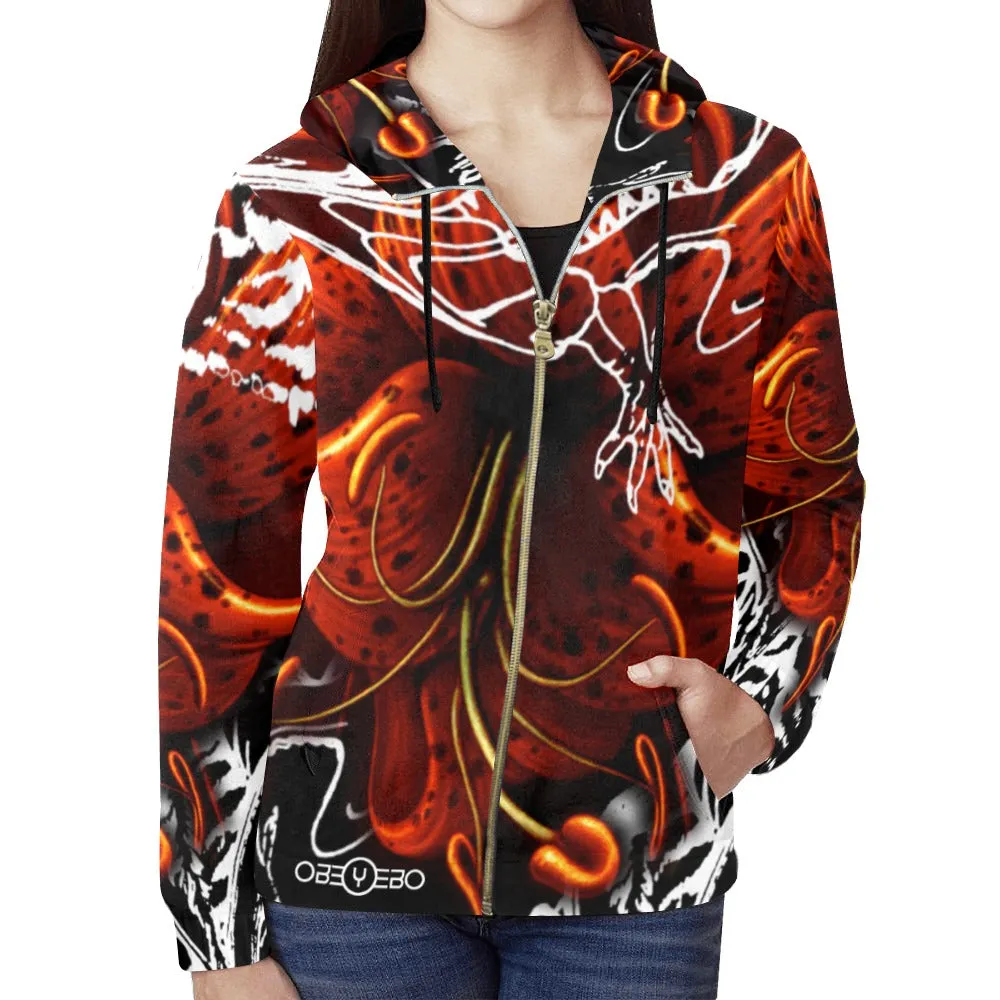 Night Lily Chasing the Dragon Women's Full Zip Hoodie