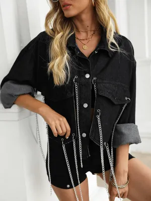 Night Rider Chain Tassel Denim Jacket