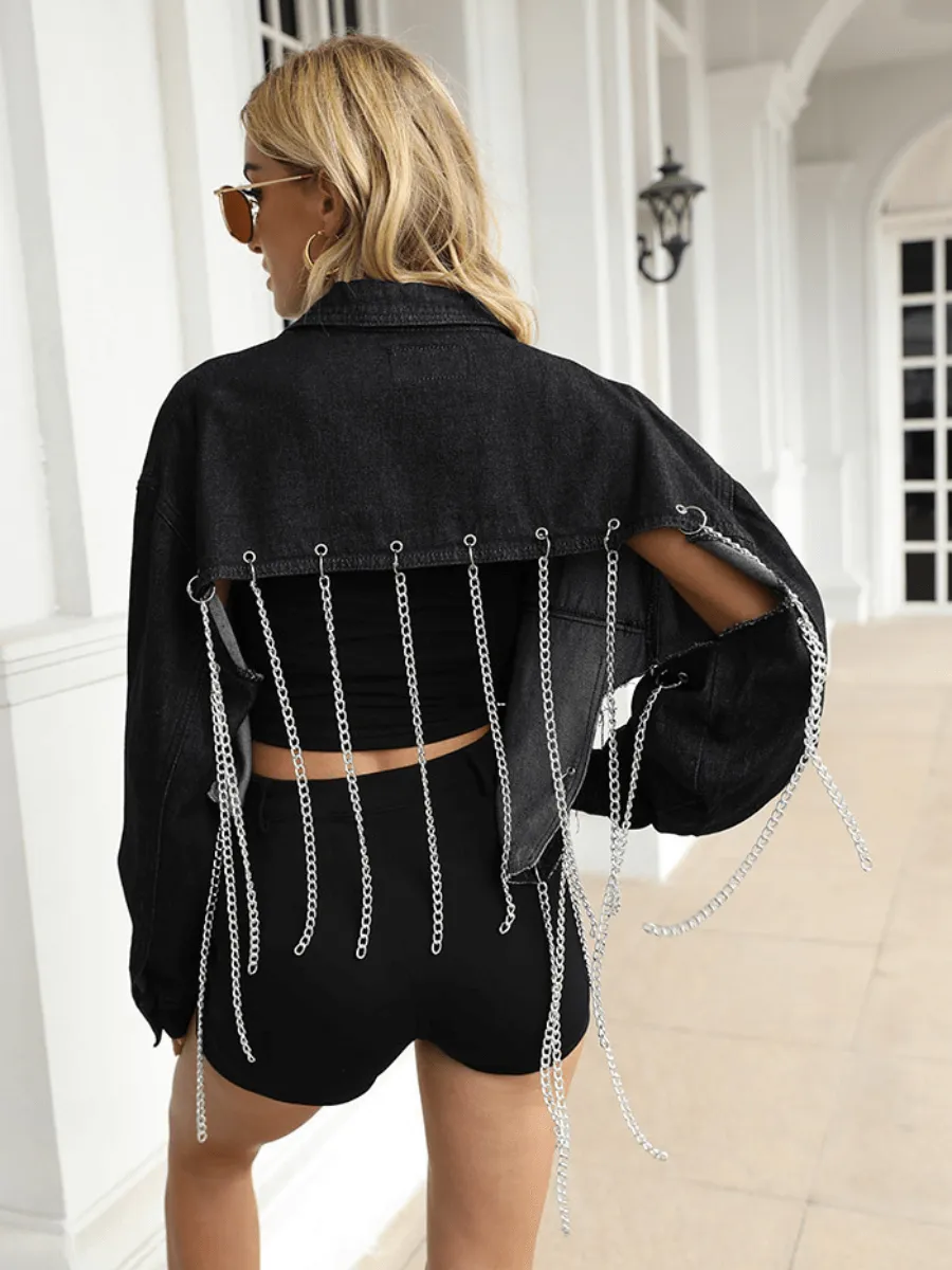 Night Rider Chain Tassel Denim Jacket