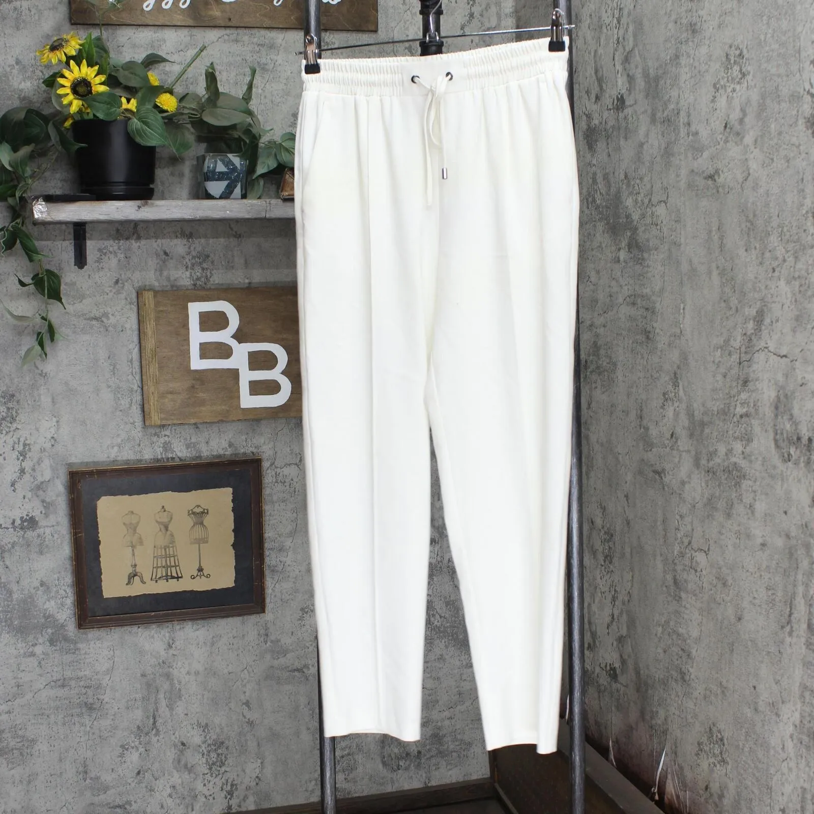 Nine West Womens Elastic Waist Drawstring Dress Pants 1660f7571c3686 White M