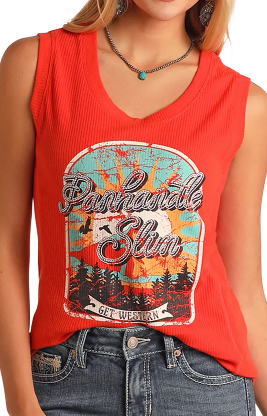 Panhandle Slim Graphic Ribbed Knit Tank