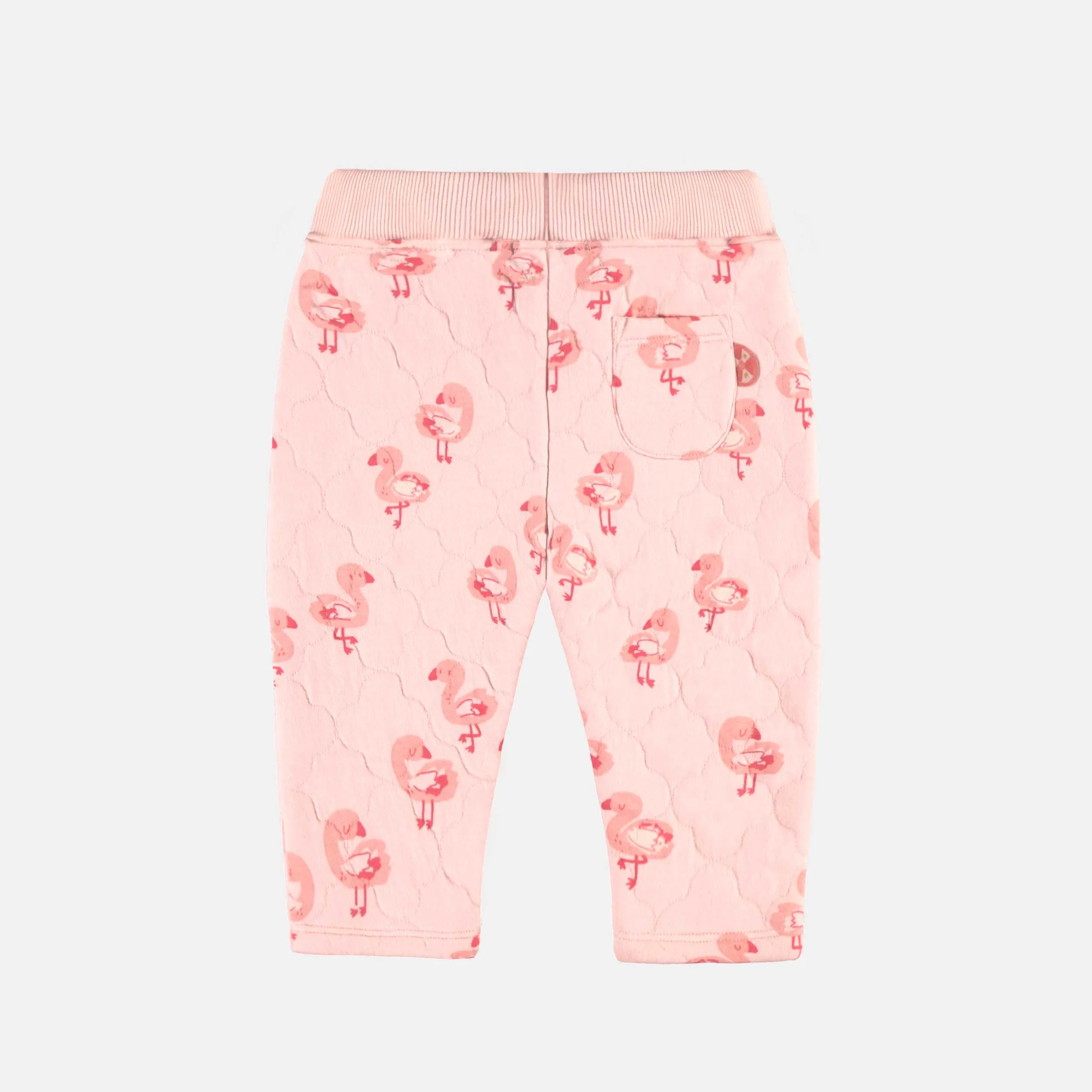 Pantalon rose en jersey matelassé à motifs, bébé || Pink quilted jersey pants with patterns, baby