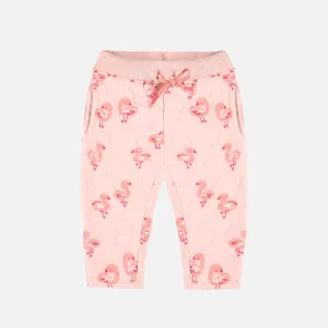 Pantalon rose en jersey matelassé à motifs, bébé || Pink quilted jersey pants with patterns, baby