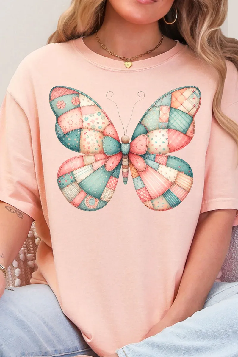 Patchwork Butterfly Comfort Colors Adult Ring-Spun Cotton Tee