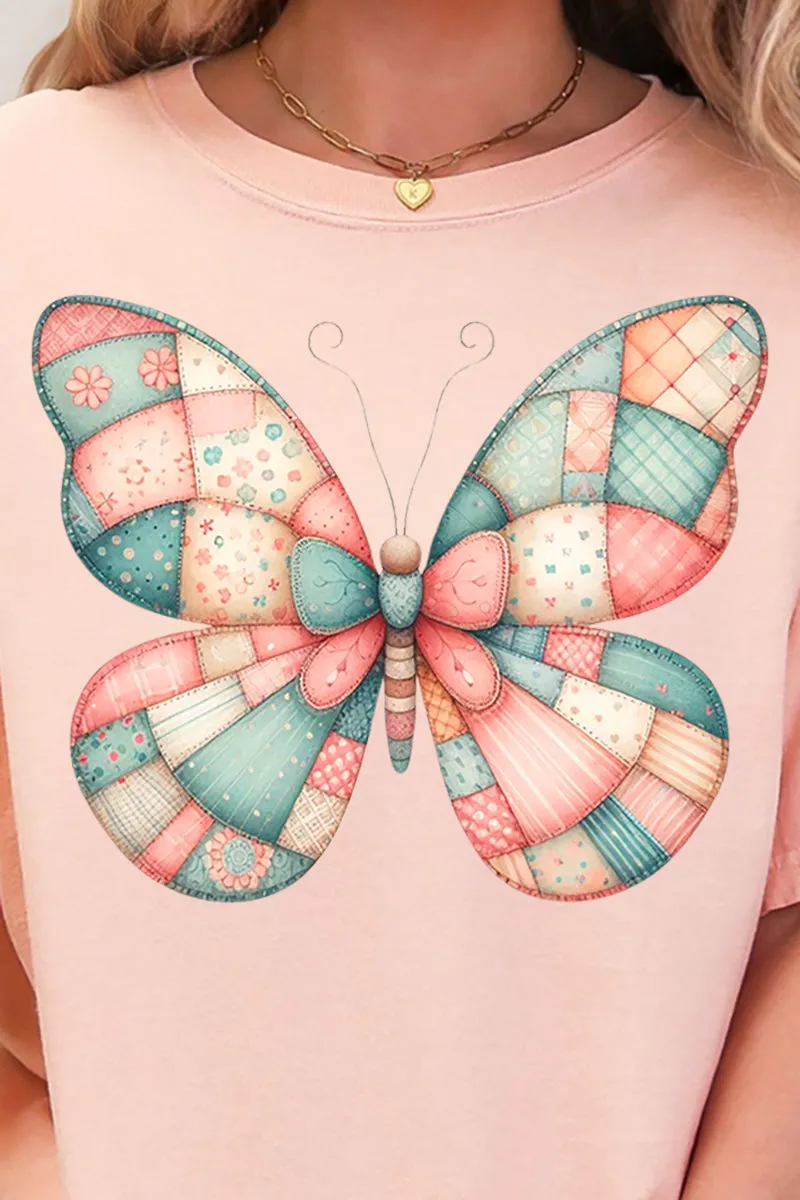 Patchwork Butterfly Comfort Colors Adult Ring-Spun Cotton Tee