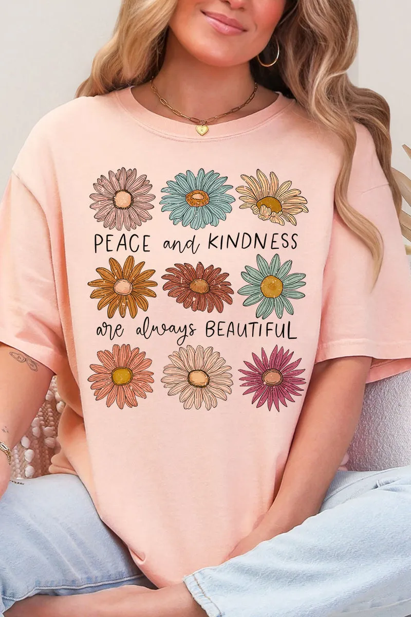 Peace and Kindness Daisy Comfort Colors Adult Ring-Spun Cotton Tee