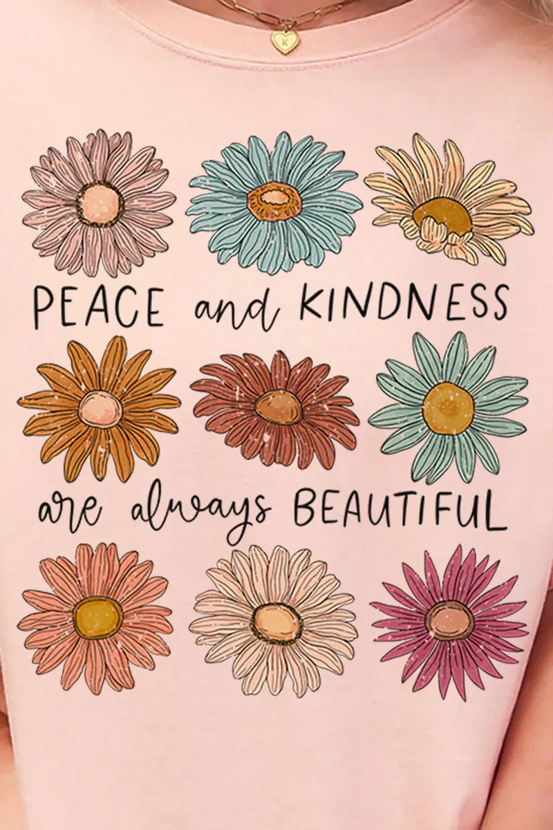 Peace and Kindness Daisy Comfort Colors Adult Ring-Spun Cotton Tee