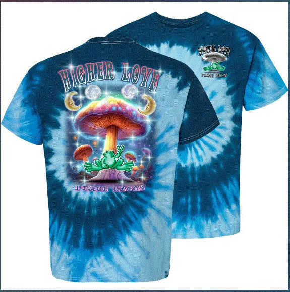 Peace Frogs Higher Love Frog Blue Tie-Dye T-Shirt