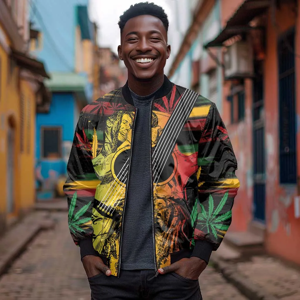 Personalised Afro Reggae Bomber Jacket Soul of Music Sketch Style LT7