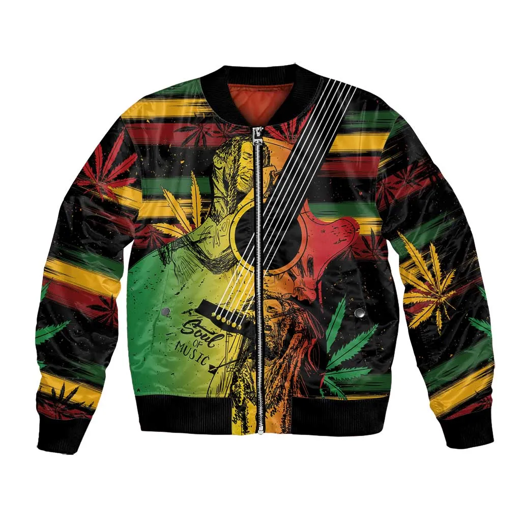 Personalised Afro Reggae Bomber Jacket Soul of Music Sketch Style LT7