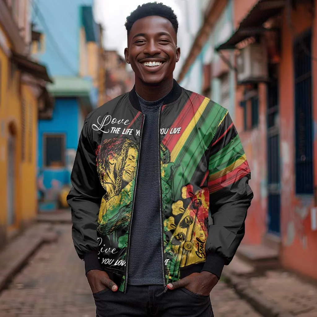Personalised Afro Vibes Bomber Jacket Reggae King - Live The Way You Love LT7
