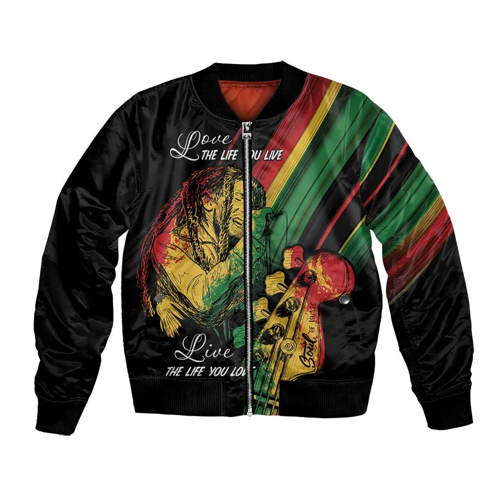 Personalised Afro Vibes Bomber Jacket Reggae King - Live The Way You Love LT7