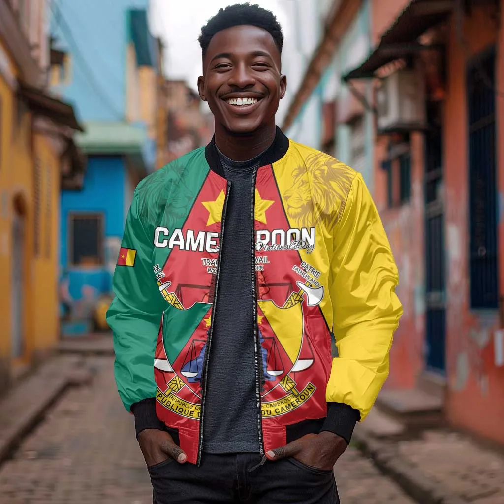Personalised Cameroon National Day Bomber Jacket Lion Mix Coat Of Arms Style LT15