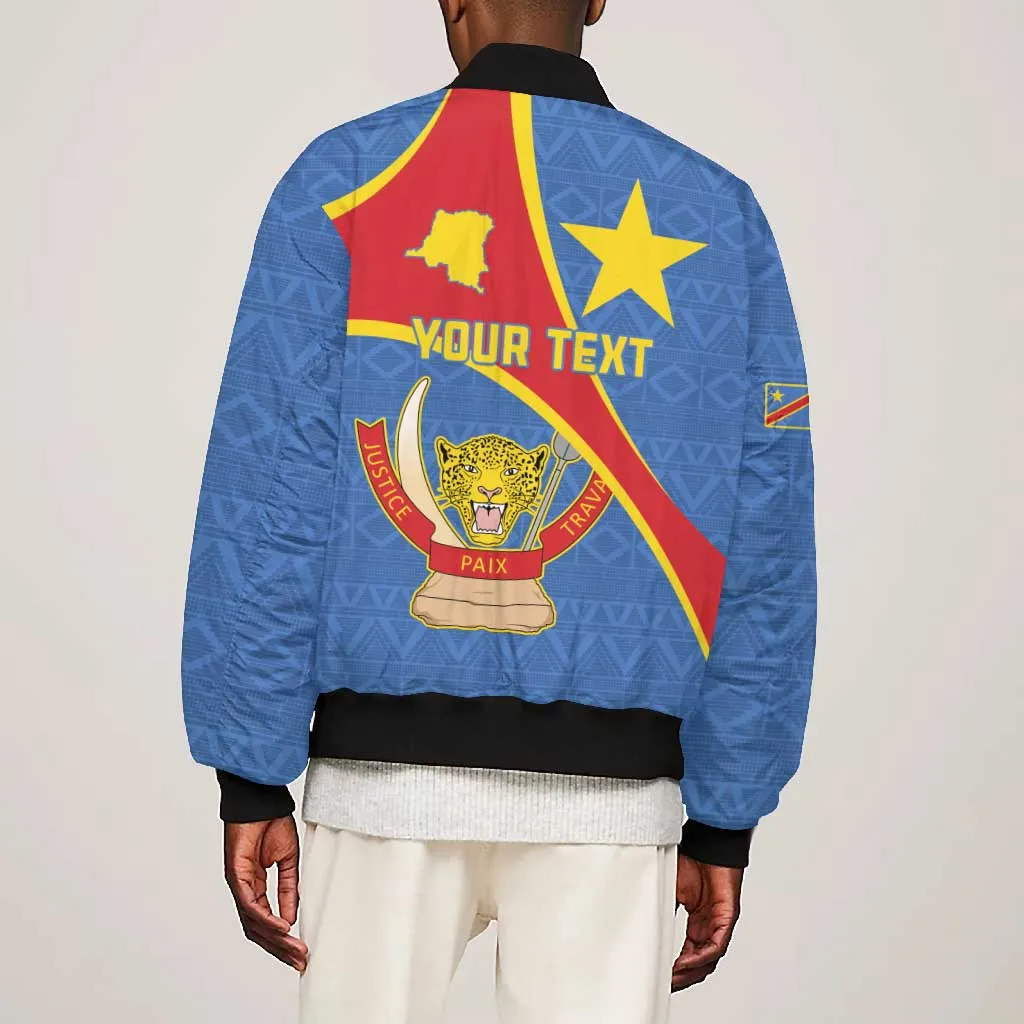 Personalised DR Congo Bomber Jacket Coat Of Arms With Map LT15