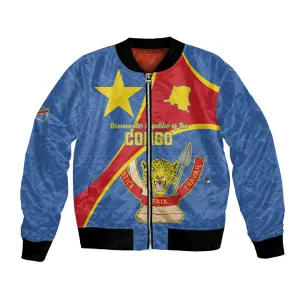 Personalised DR Congo Bomber Jacket Coat Of Arms With Map LT15