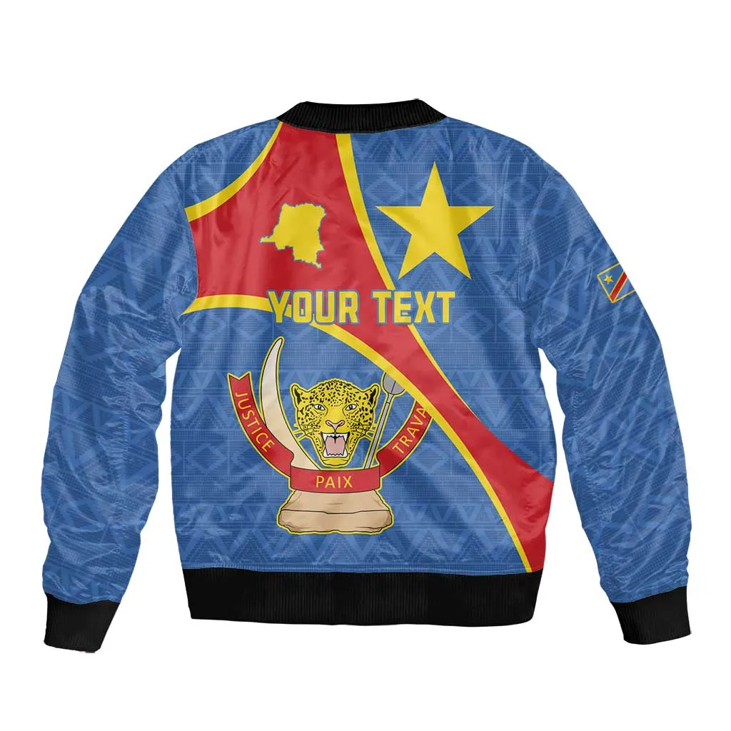 Personalised DR Congo Bomber Jacket Coat Of Arms With Map LT15
