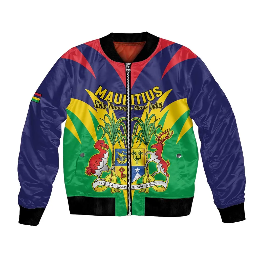 Personalised Republique de Maurice Bomber Jacket Coat Of Arms Flag Style LT15