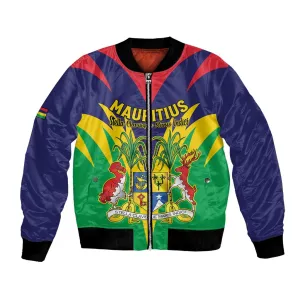 Personalised Republique de Maurice Bomber Jacket Coat Of Arms Flag Style LT15