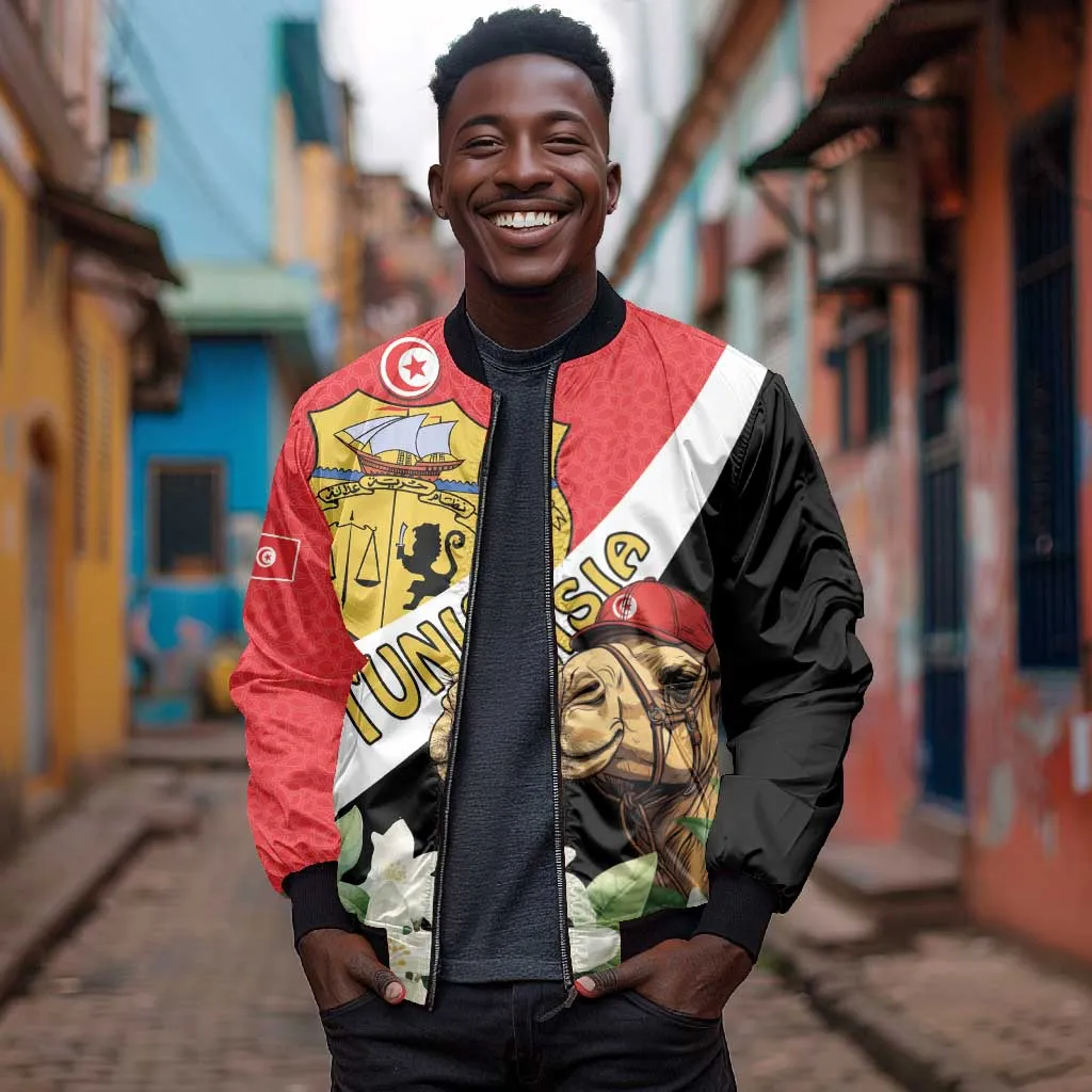 Personalized Afro Tunisia Bomber Jacket Camelus Dromedarius With Jasmine LT15
