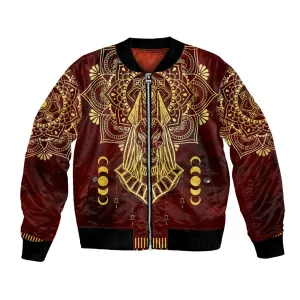 Personalized Anubis Bomber Jacket Ancient Egyptian Pattern In Red DT02