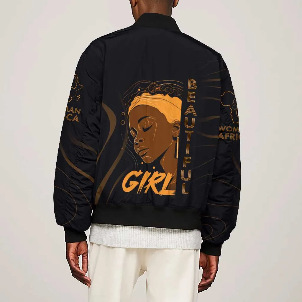 Personalized Beautiful Black Girl Bomber Jacket - Women of Africa Design DT02