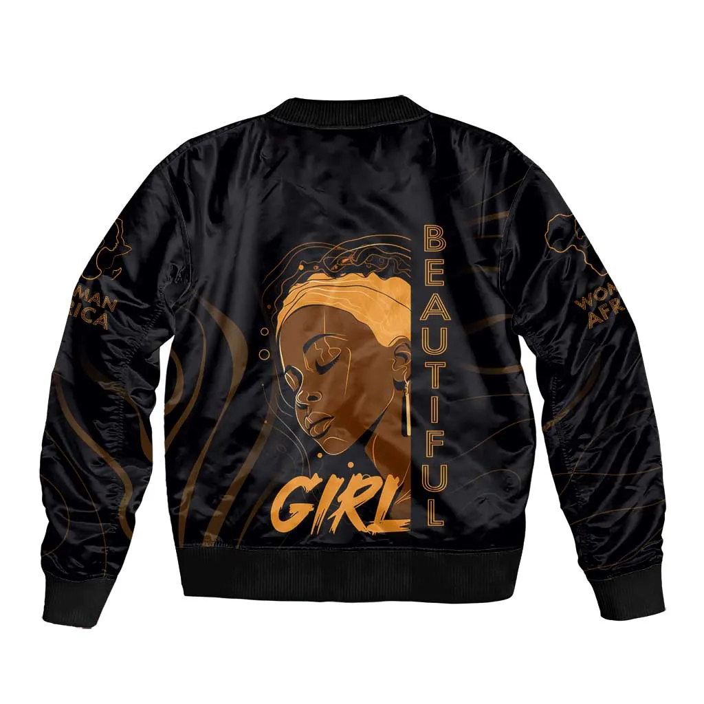 Personalized Beautiful Black Girl Bomber Jacket - Women of Africa Design DT02