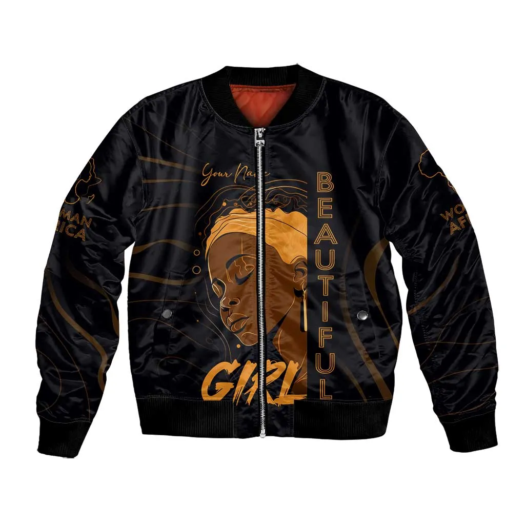 Personalized Beautiful Black Girl Bomber Jacket - Women of Africa Design DT02