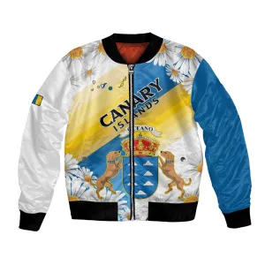 Personalized Canary Islands Bomber Jacket Coat Of Arms Argyranthemum Frutescens LT15