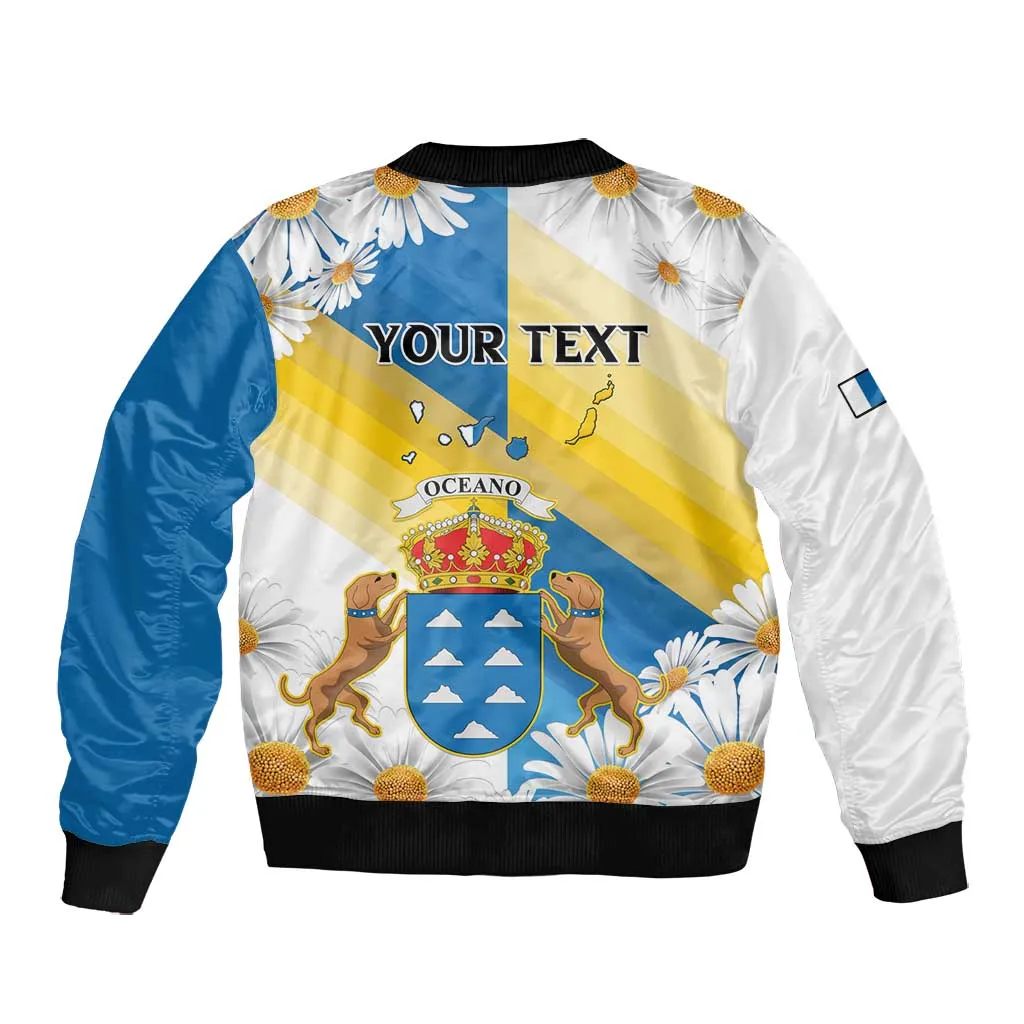 Personalized Canary Islands Bomber Jacket Coat Of Arms Argyranthemum Frutescens LT15