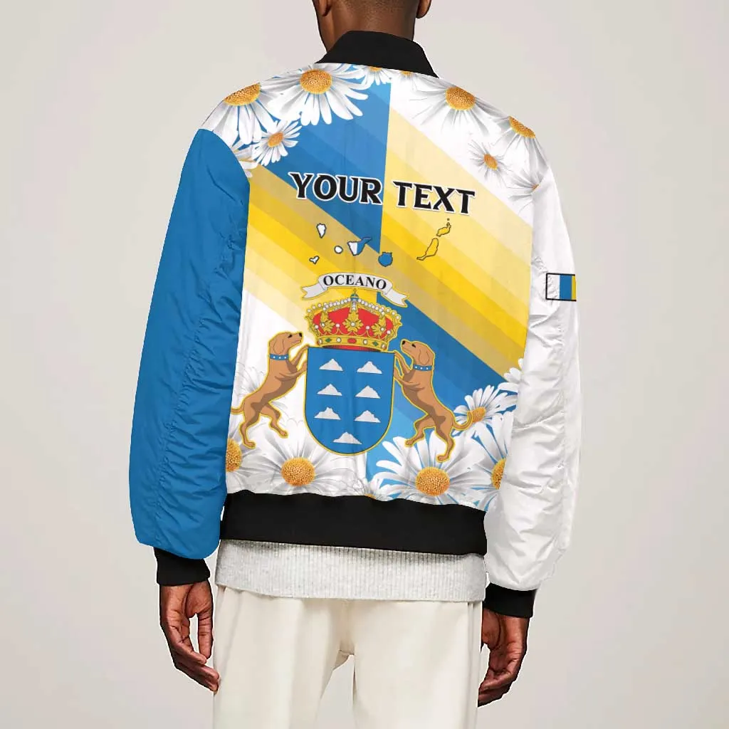 Personalized Canary Islands Bomber Jacket Coat Of Arms Argyranthemum Frutescens LT15
