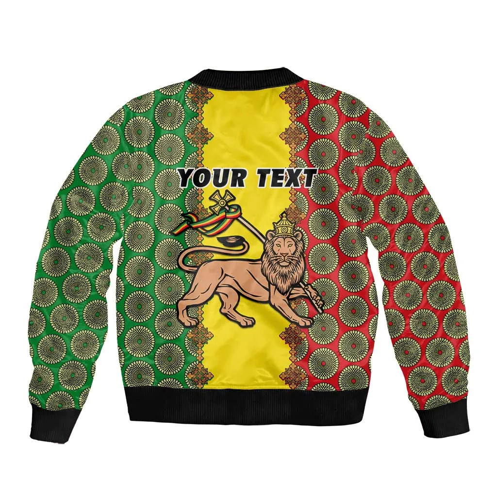 Personalized Ethiopia Bomber Jacket with Lion of Judah and African Pattern Design LT01