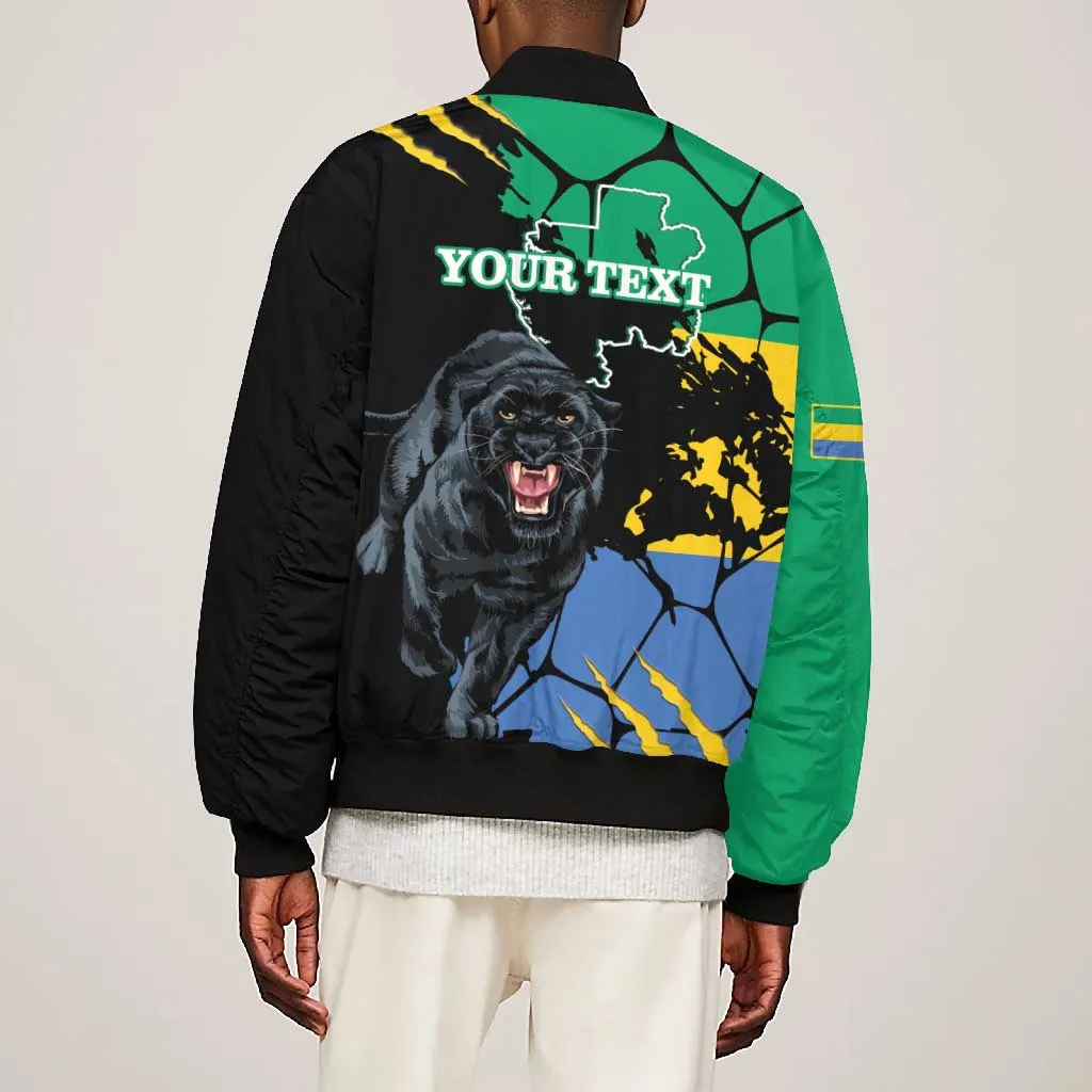 Personalized Gabon Black Panther Bomber Jacket Gabonese Map Grunge Style LT14