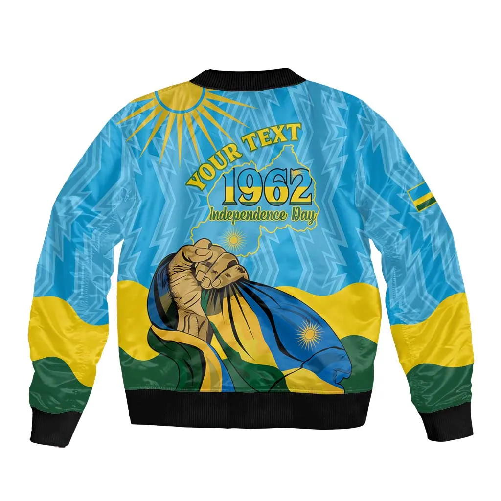 Personalized Happy Rwanda Independence Day Bomber Jacket Coat Of Arms With Map LT15