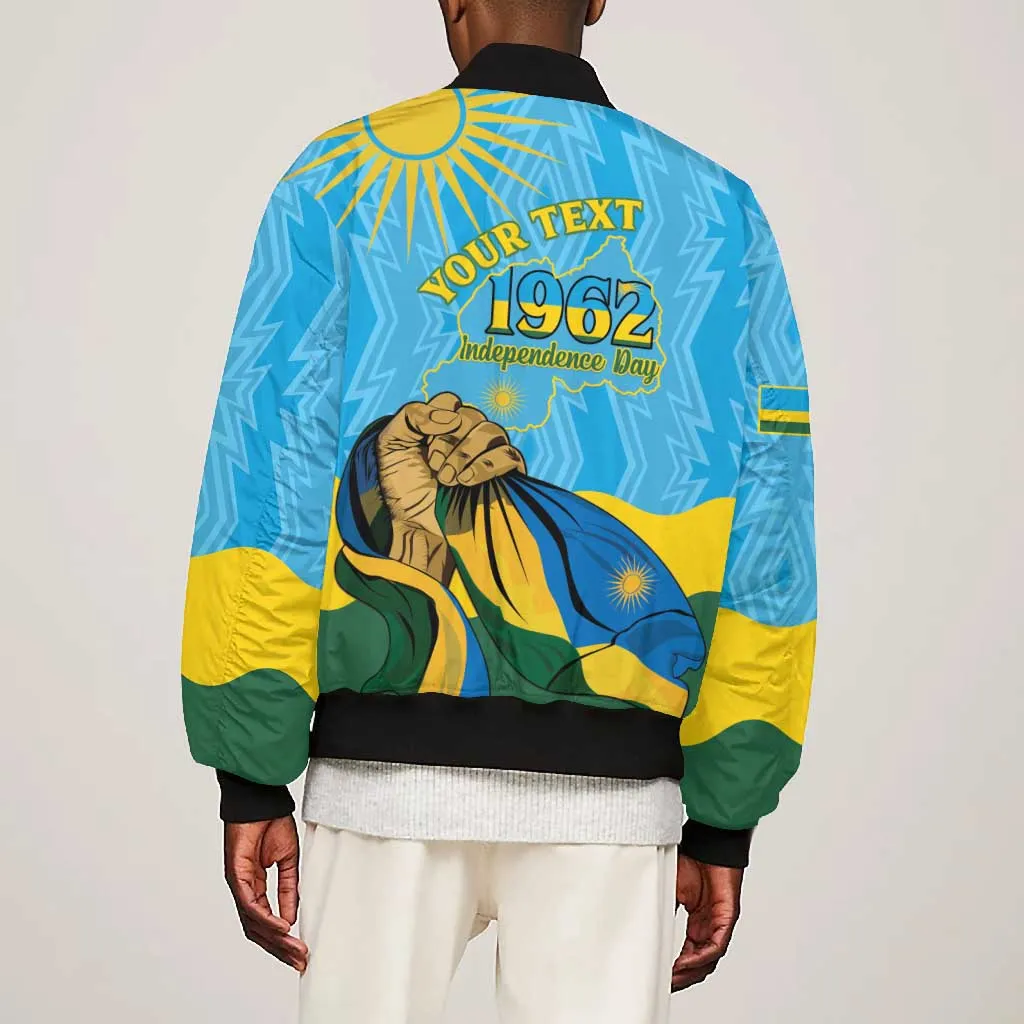 Personalized Happy Rwanda Independence Day Bomber Jacket Coat Of Arms With Map LT15