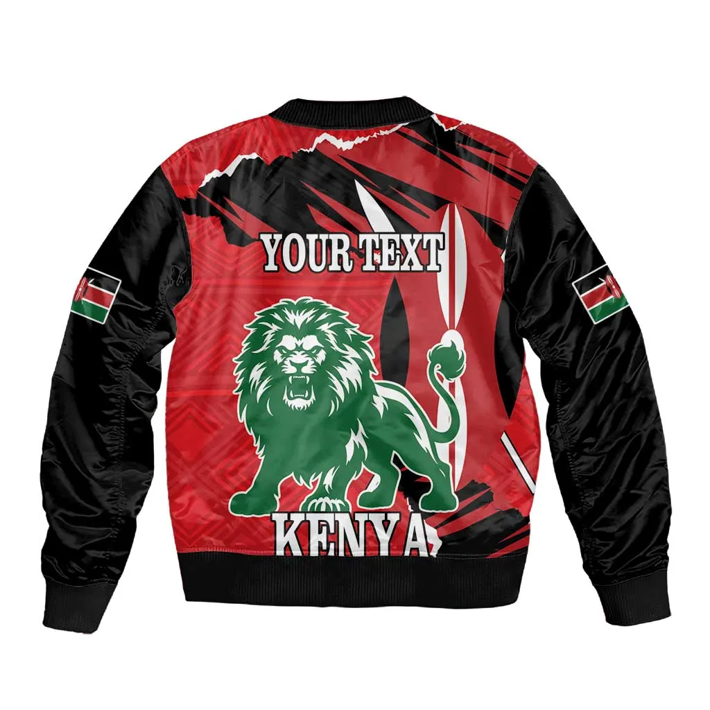 Personalized Jamhuri Day 1963 Sleeve Zip Bomber Jacket Angry Lion With African Shield LT18