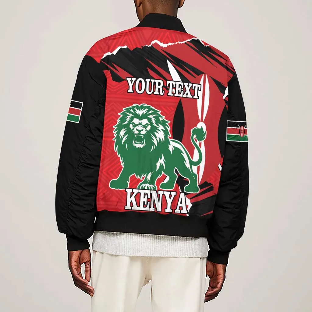 Personalized Jamhuri Day 1963 Sleeve Zip Bomber Jacket Angry Lion With African Shield LT18