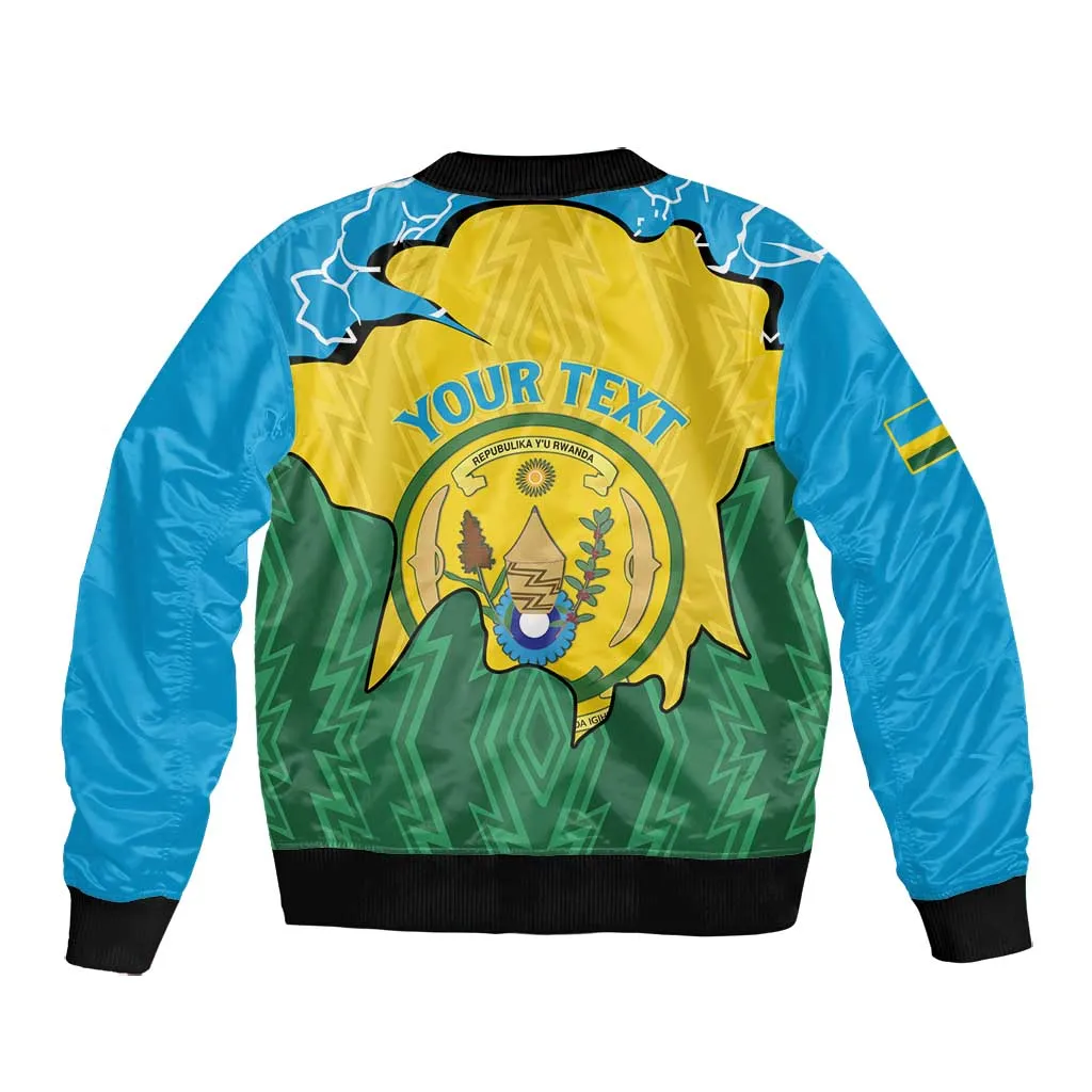 Personalized Jamhuri ya Rwanda Bomber Jacket Coat Of Arms Imigongo Pattern LT15