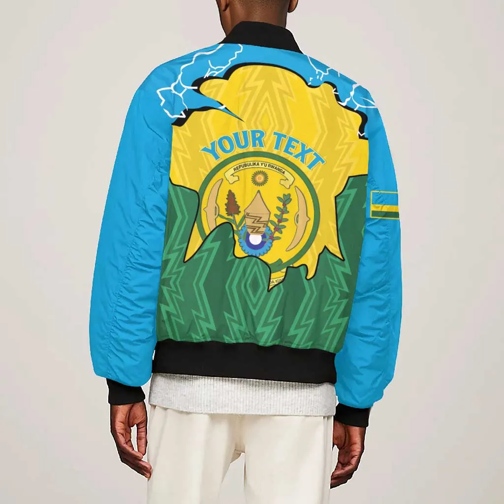 Personalized Jamhuri ya Rwanda Bomber Jacket Coat Of Arms Imigongo Pattern LT15