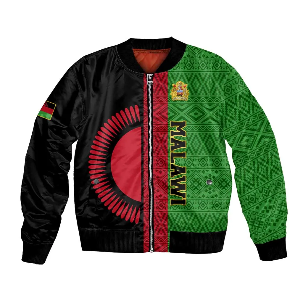 Personalized Malawi Bomber Jacket with Coat of Arms and African Pattern LT01