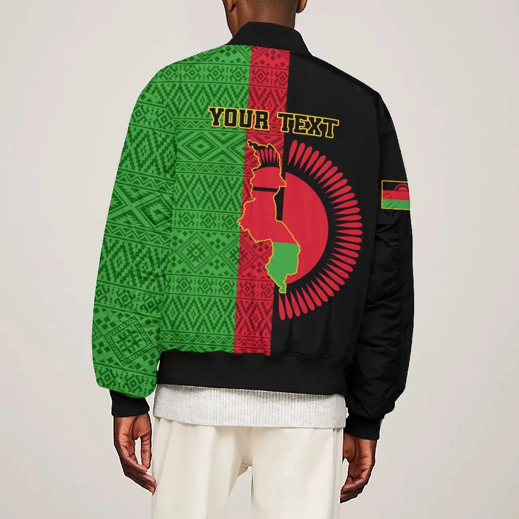 Personalized Malawi Bomber Jacket with Coat of Arms and African Pattern LT01