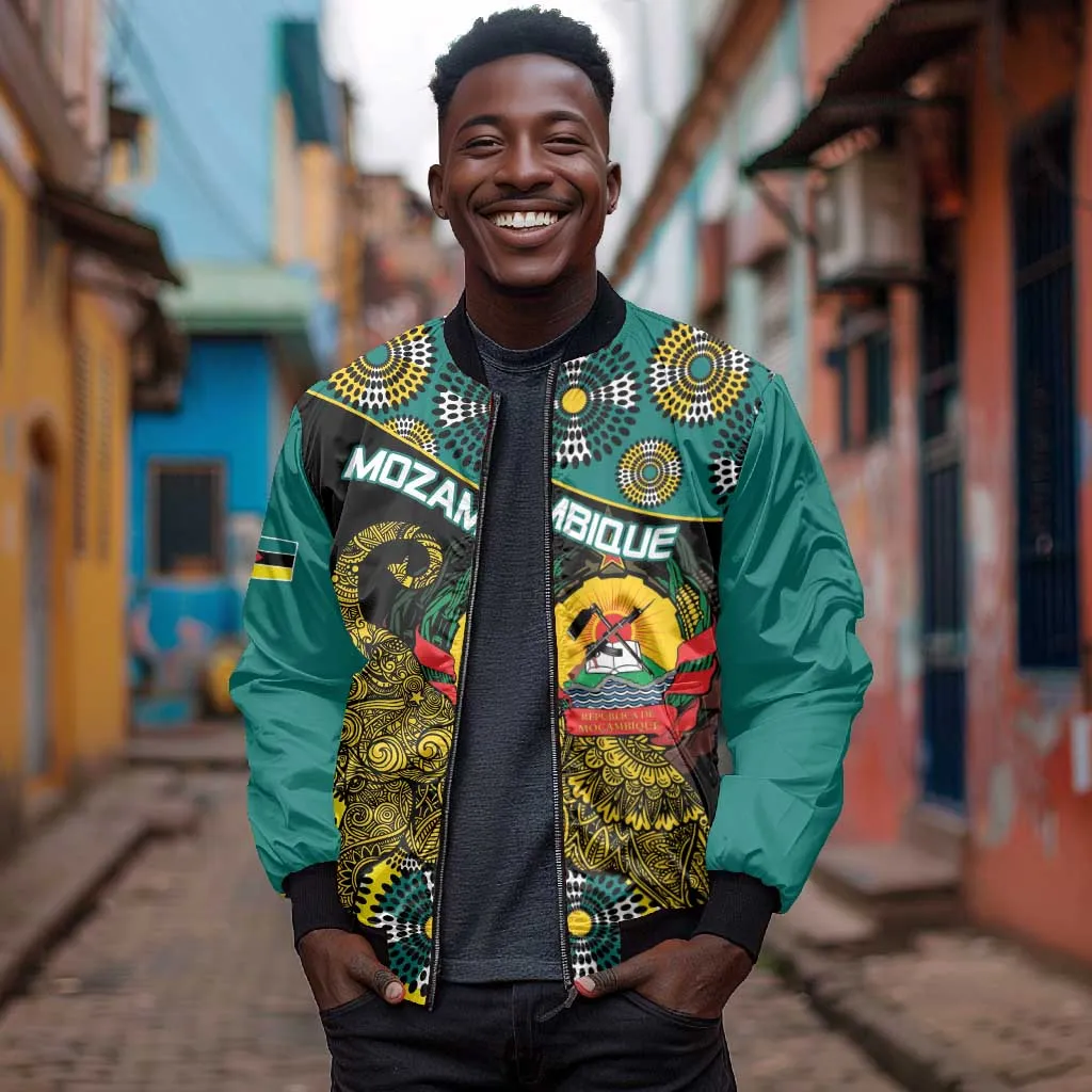 Personalized Mozambique Bomber Jacket African Elephant With Capunala Pattern LT15