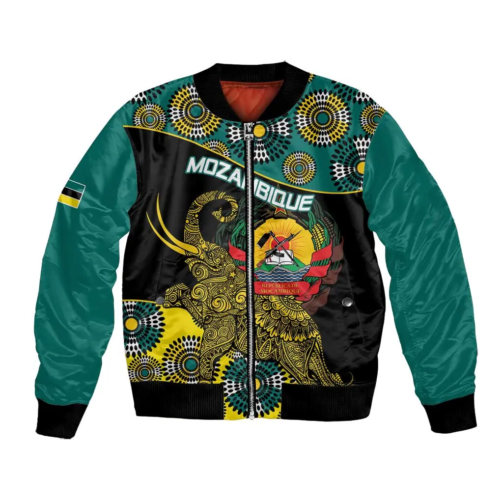 Personalized Mozambique Bomber Jacket African Elephant With Capunala Pattern LT15